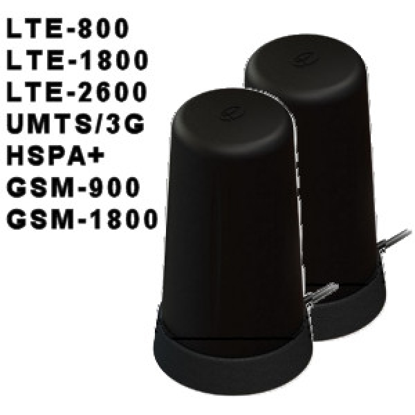 MIMO-Set Breitband-Magnethaftantenne LPBEM-7-27 mit 5 dBi Gewinn für alle LTE-Frequenzen und 3G für Vodafone Easybox 904