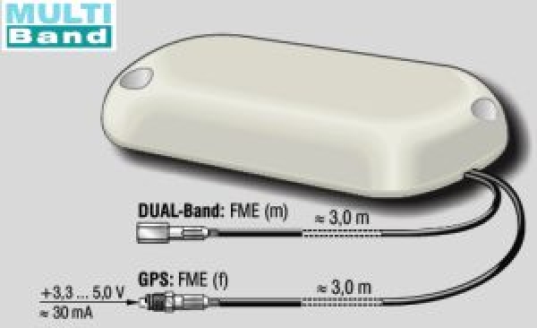 Fahrzeug-MultiMode-Schraub-Klebeantenne für GPS + Mobilfunk (3G 2G LTE-1800) für 3G/UMTS/HSPA+ USB-Sticks von HUAWEI